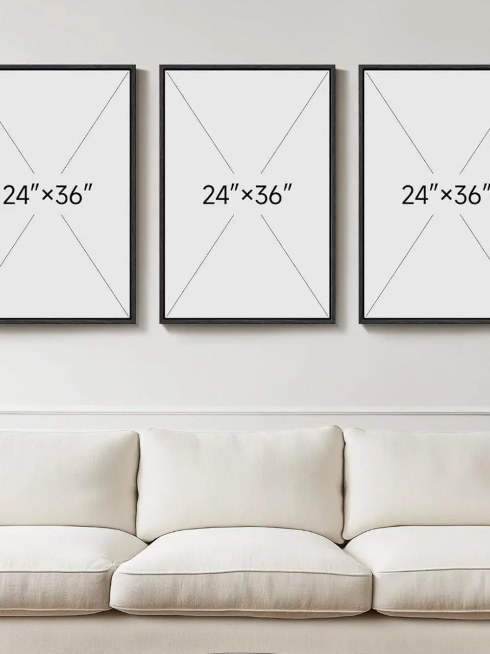 3 Piece Large Framed Black and White Abstract Wall Art - Picture 3 of 4